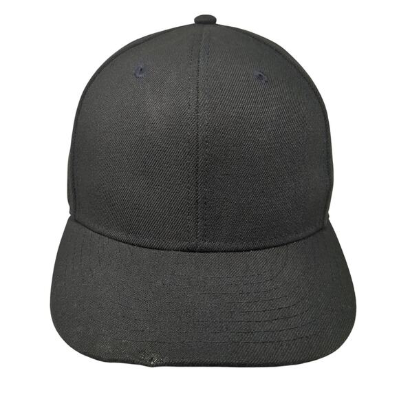 Crowns By Lids Fitted Baseball Cap Black 7 1/2 Vented Holes 6 Panel Blank Poly - Picture 1 of 9